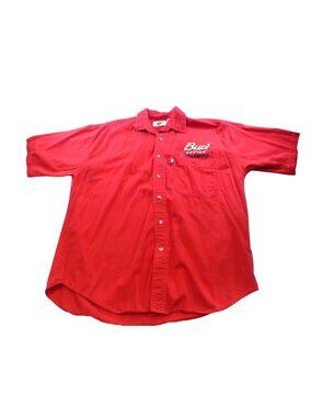 VTG Bud Racing Dale Earnhardt Jr Red Button-Up Shirt L Winners Circle